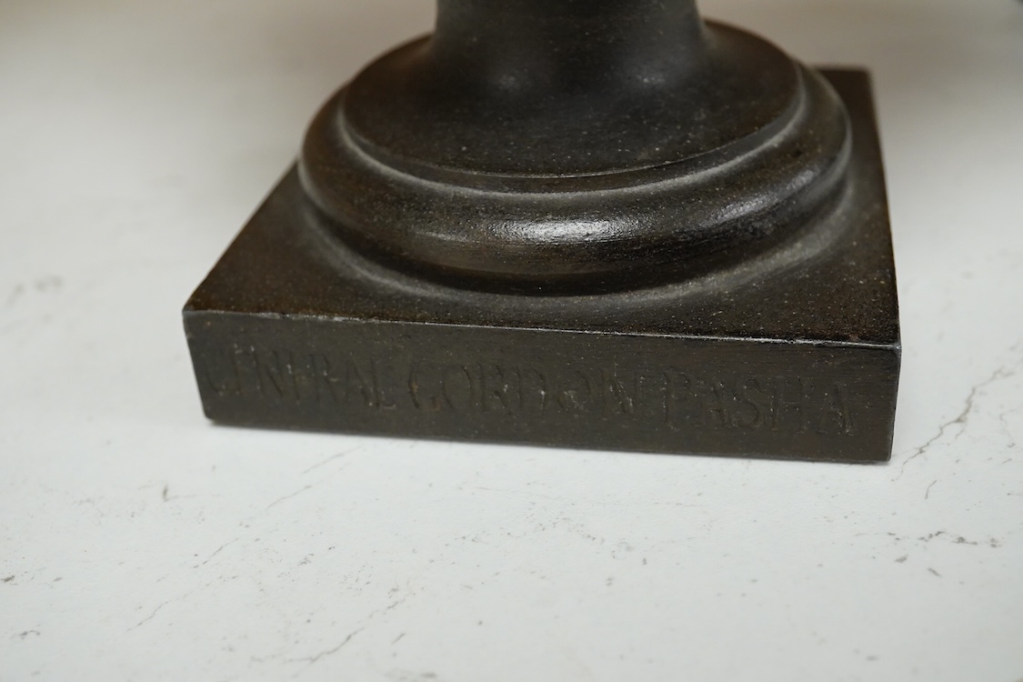 A spelter bust of General Gordon Pasha, and a bronze resin reclining female after Poullain, the bust 32cm